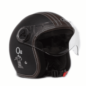 O2 Star Black Brown Leather with Visor
